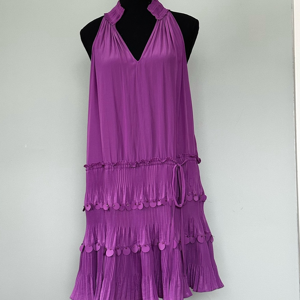 Ramy Brook Aaron Dress Size M Tiered Party in Petunia | Cocktail Dress